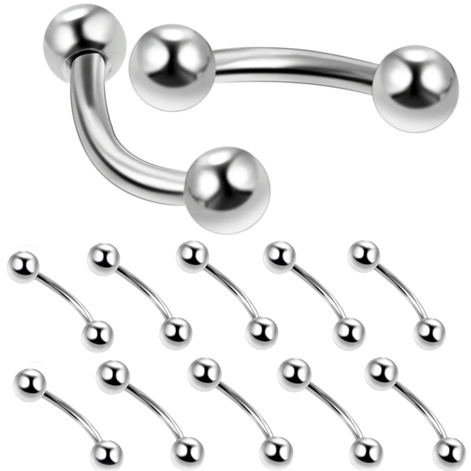 Rook Curved Barbell - 10 ชิ้น/ล็อตเหล็กคิ้วกล้วยเจาะแหวนโค้ง Barbell แหวน Snug Daith