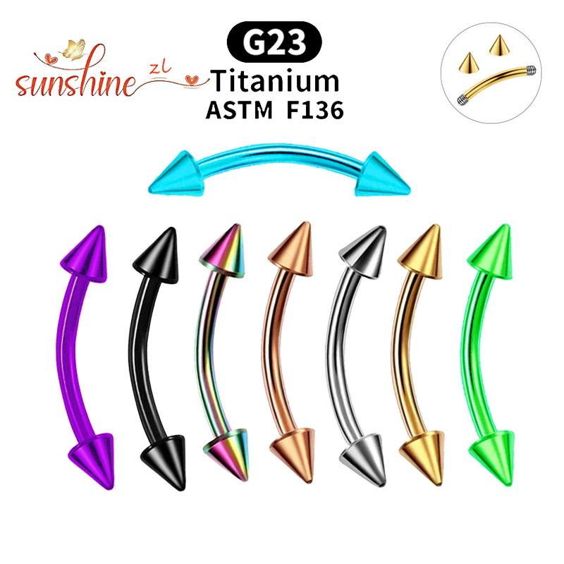 Rook Curved Barbell - 1PC G23 ไทเทเนียม SPIKE โค้ง Barbell