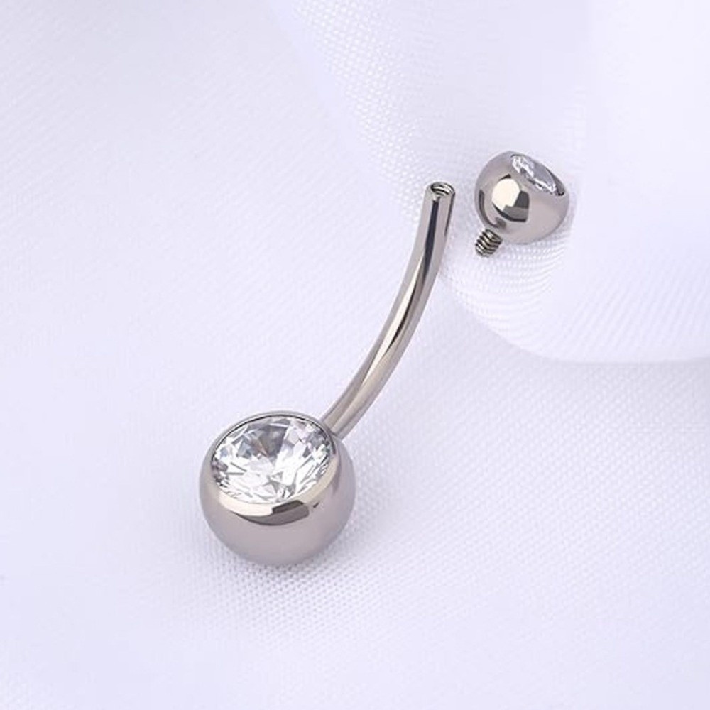 Body Jewelry Materials - แหวนสะดือวัสดุไทเทเนียมคุณภาพสูง ดีไซน์โค้งห้อย เครื่องประดับเจาะสะดือ เครื่องประดับร่างกาย เครื่องประดับผู้หญิง