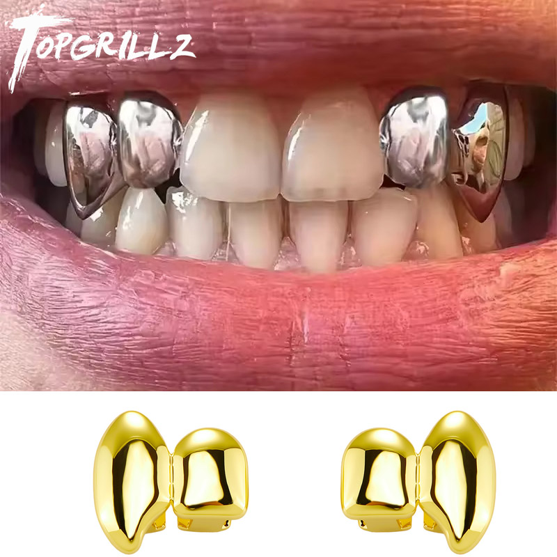Body Jewelry Men - TOPGRILLZ ชุดฟันปลอมแบบแวมไพร์ DIY ฟันปลอมแบบเงา 2 ชิ้น