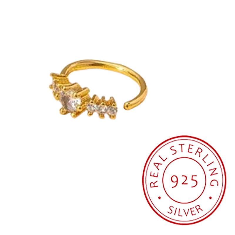 Body Jewelry Materials - เรียบง่ายแถวเดียวเรขาคณิต S925 เงินแหวนจมูกสีเหลืองผู้หญิง Body Perforated แหวนตกแต่งเล็บทุกวันเดินทาง