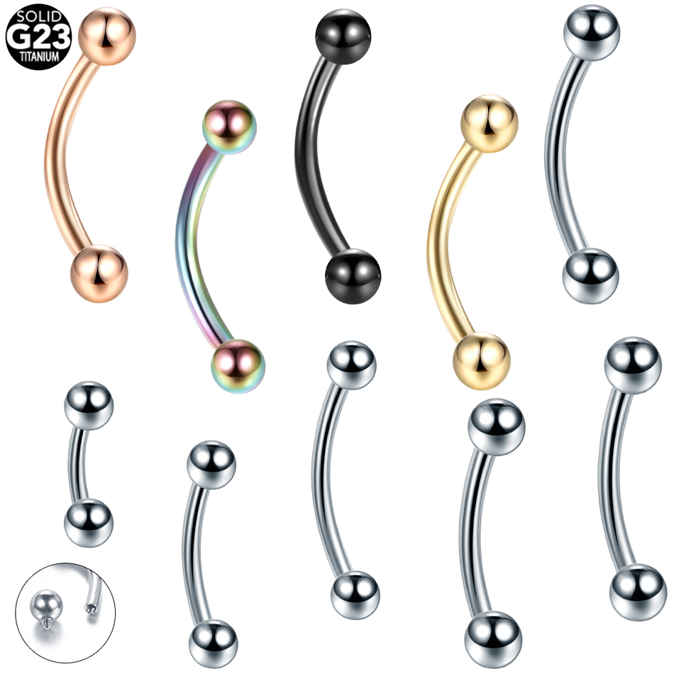 Rook Curved Barbell - 10 ชิ้น/ล็อต G23 ไทเทเนียมคิ้วกล้วยเจาะแหวนโค้ง Barbell แหวน