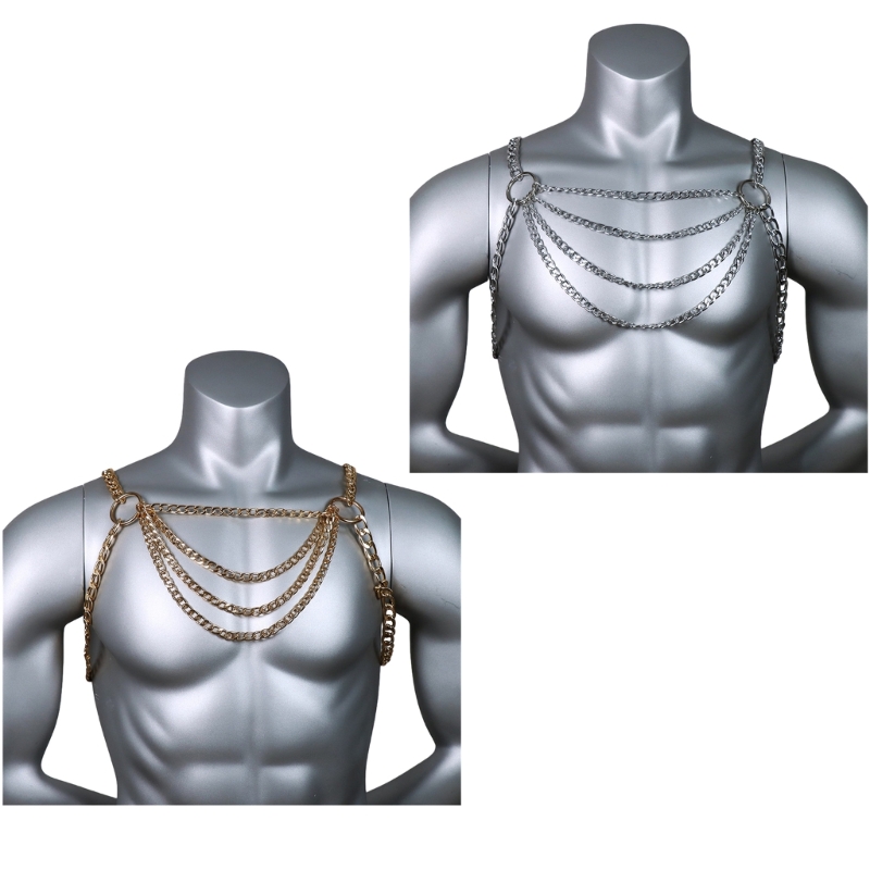 Body Jewelry Men - ผู้ชายเซ็กซี่โลหะหน้าอก CHAIN ​​เครื่องประดับ Punk สไตล์บิกินี่สายรัดเทศกาล PARTY