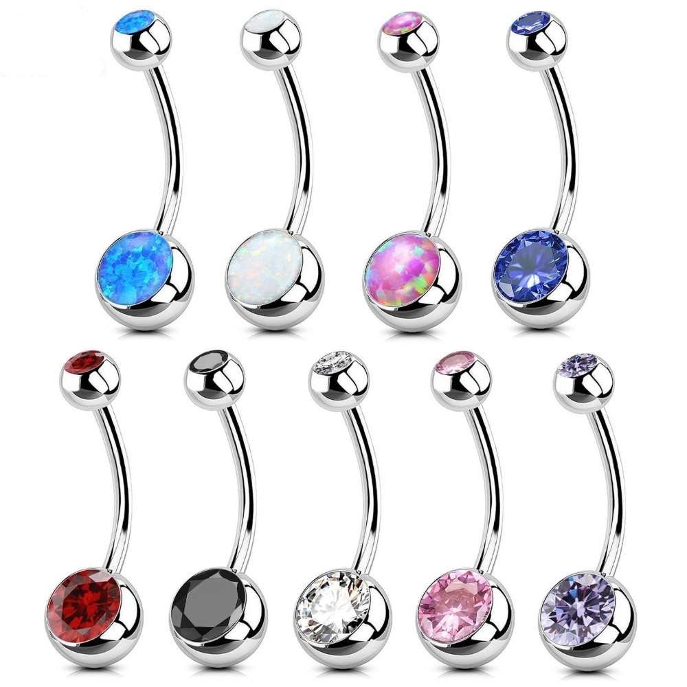 Body Jewelry Materials - แหวนสะดือวัสดุไทเทเนียมคุณภาพสูง ดีไซน์โค้งห้อย เครื่องประดับเจาะสะดือ เครื่องประดับร่างกาย