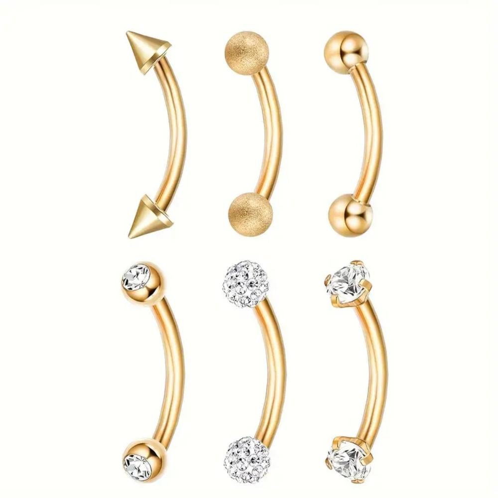 Rook Curved Barbell - เครื่องประดับเจาะหลักสแตนเลส 16G ต่างหู Barbell โค้ง แหวนท้องคิ้วพร้อมลูกบาศก์เซอร์โคเนียเส้นที่สมบูรณ์แบบ