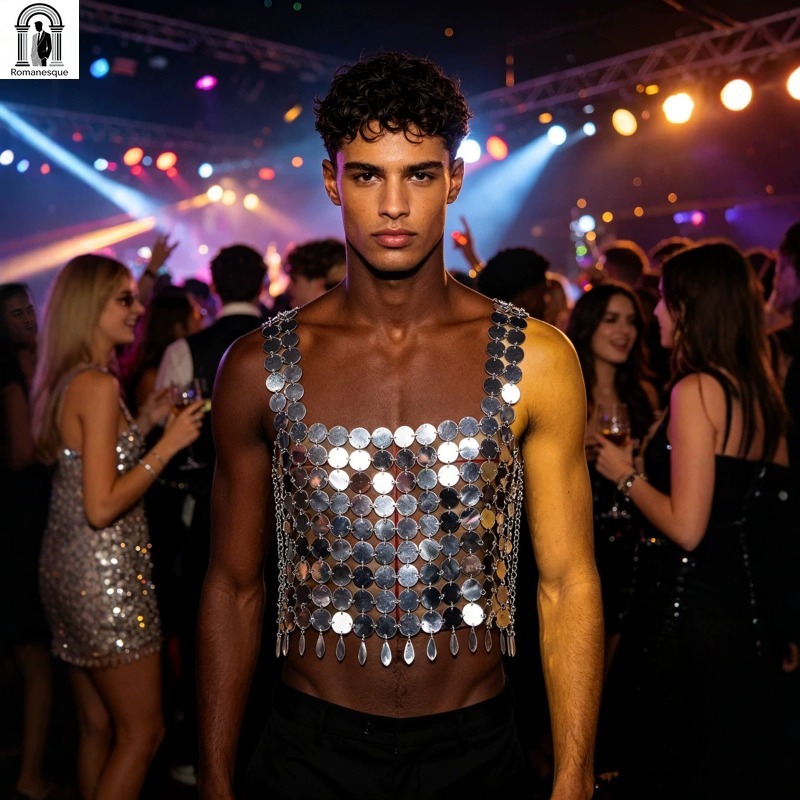 เสื้อกั๊กแฟชั่นผู้ชายประดับโซ่ - Body Jewelry Vest บทวิจารณ์และราคา