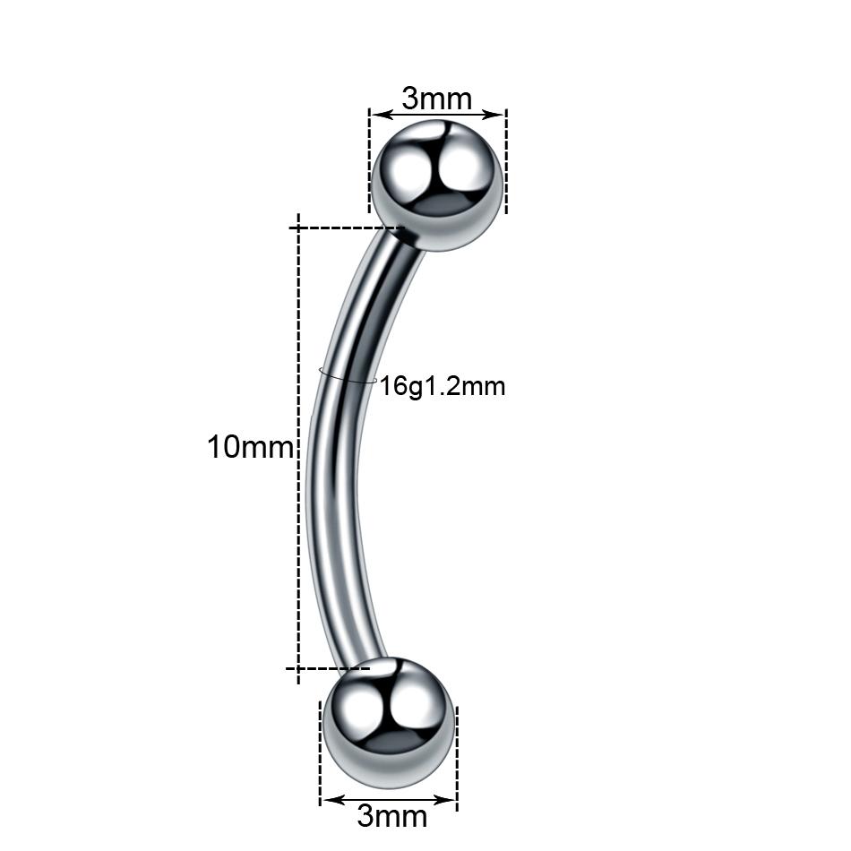 10 ชิ้น/ล็อตเหล็กคิ้วกล้วยเจาะ - Rook Curved Barbell บทวิจารณ์และราคา