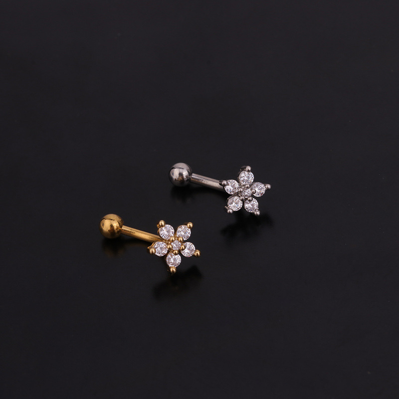 1PC มงกุฎดอกไม้ CZ แหวนคิ้ว Tr - Rook Curved Barbell บทวิจารณ์และราคา