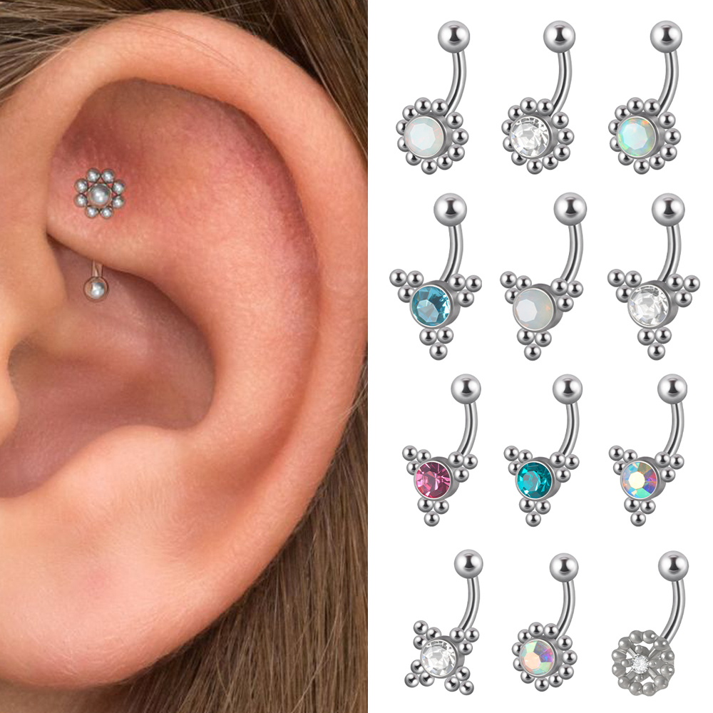 1PC G23 ไทเทเนียม 16G คริสตัล  - Rook Curved Barbell บทวิจารณ์และราคา