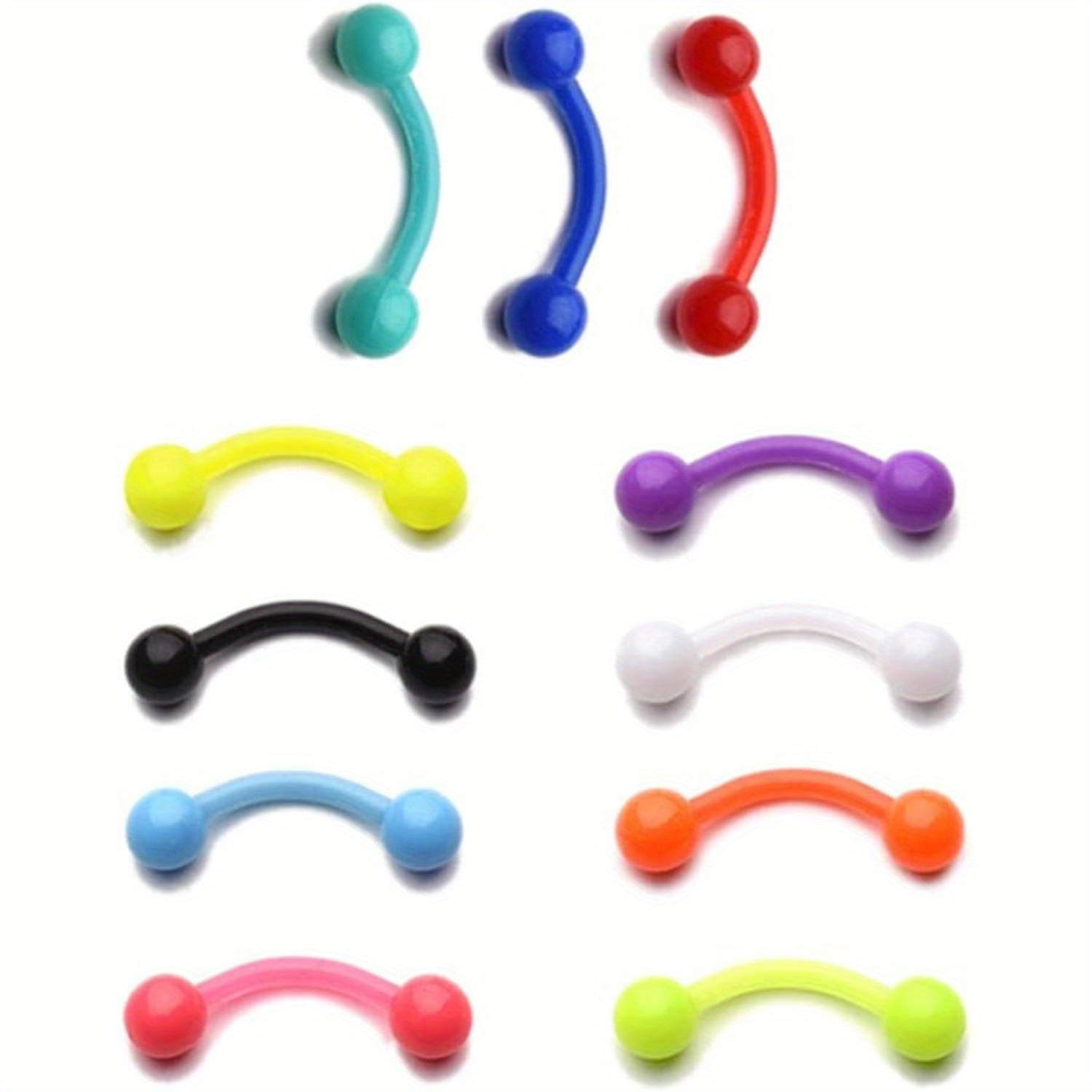 11 ชิ้น 8mm สีพลาสติกคิ้วเล็บน - Body Jewelry Materials บทวิจารณ์และราคา