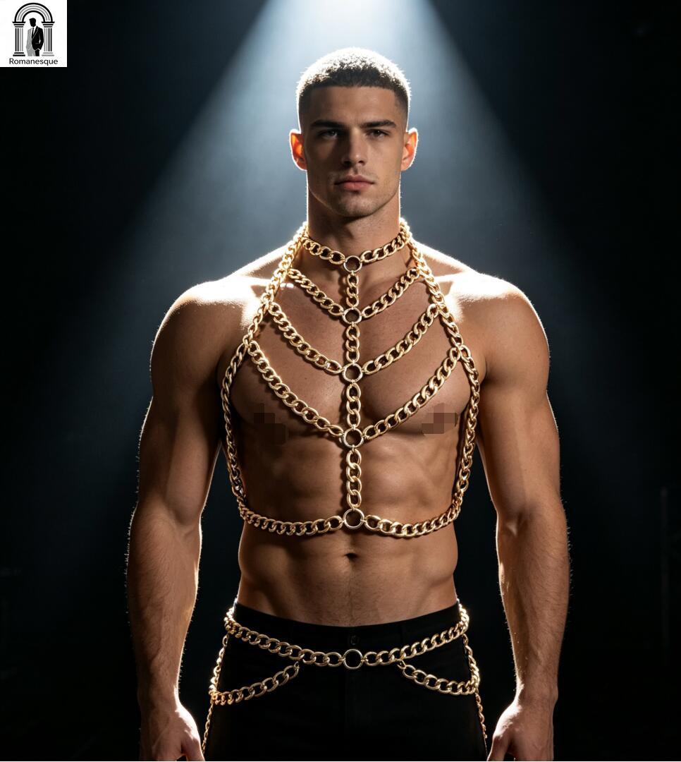ชุดบอดี้ฮาร์เนสโซ่หนาสีเงินสำห - Body Jewelry Vest บทวิจารณ์และราคา