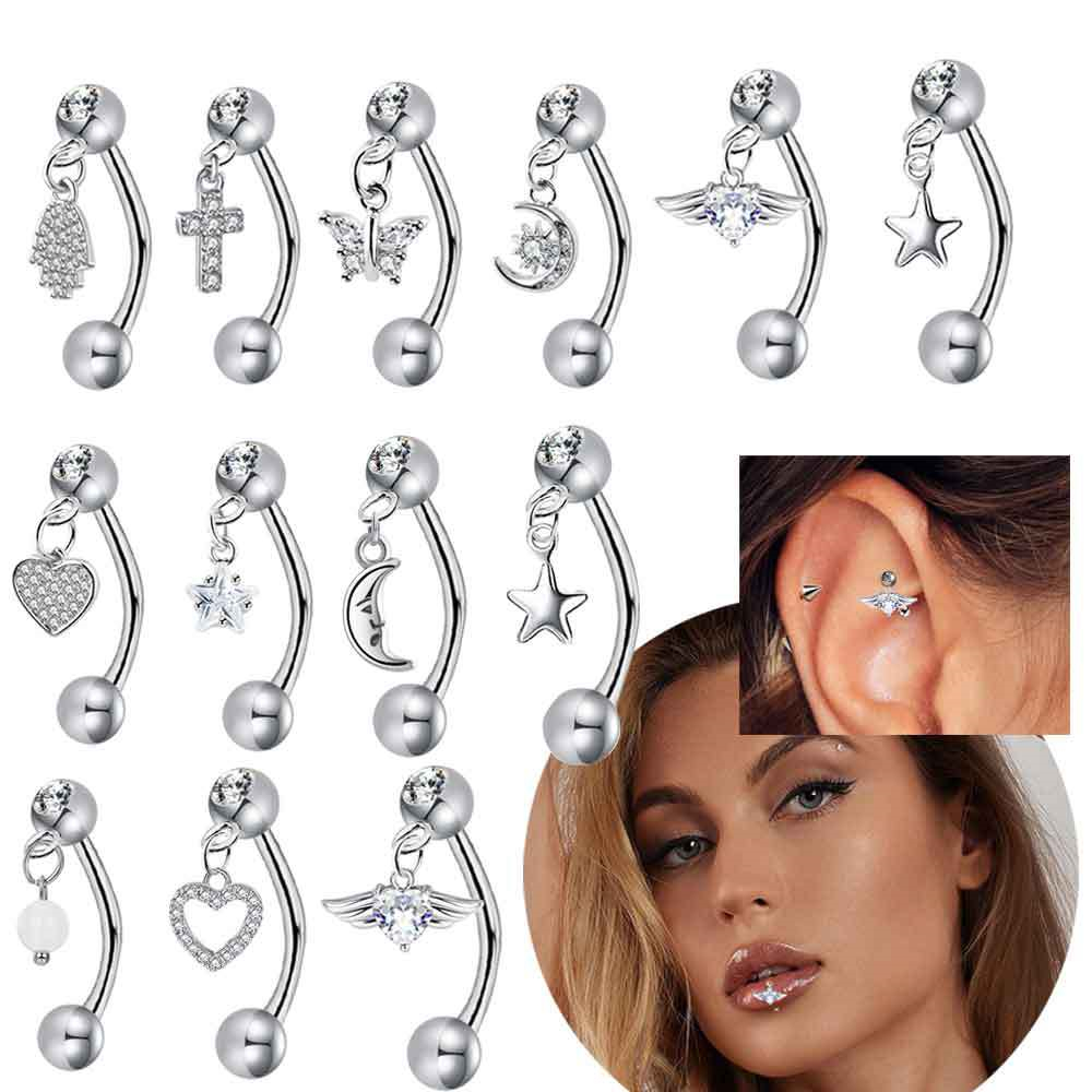 1PCS ผีเสื้อ Dangle เครื่องประ - Rook Curved Barbell บทวิจารณ์และราคา