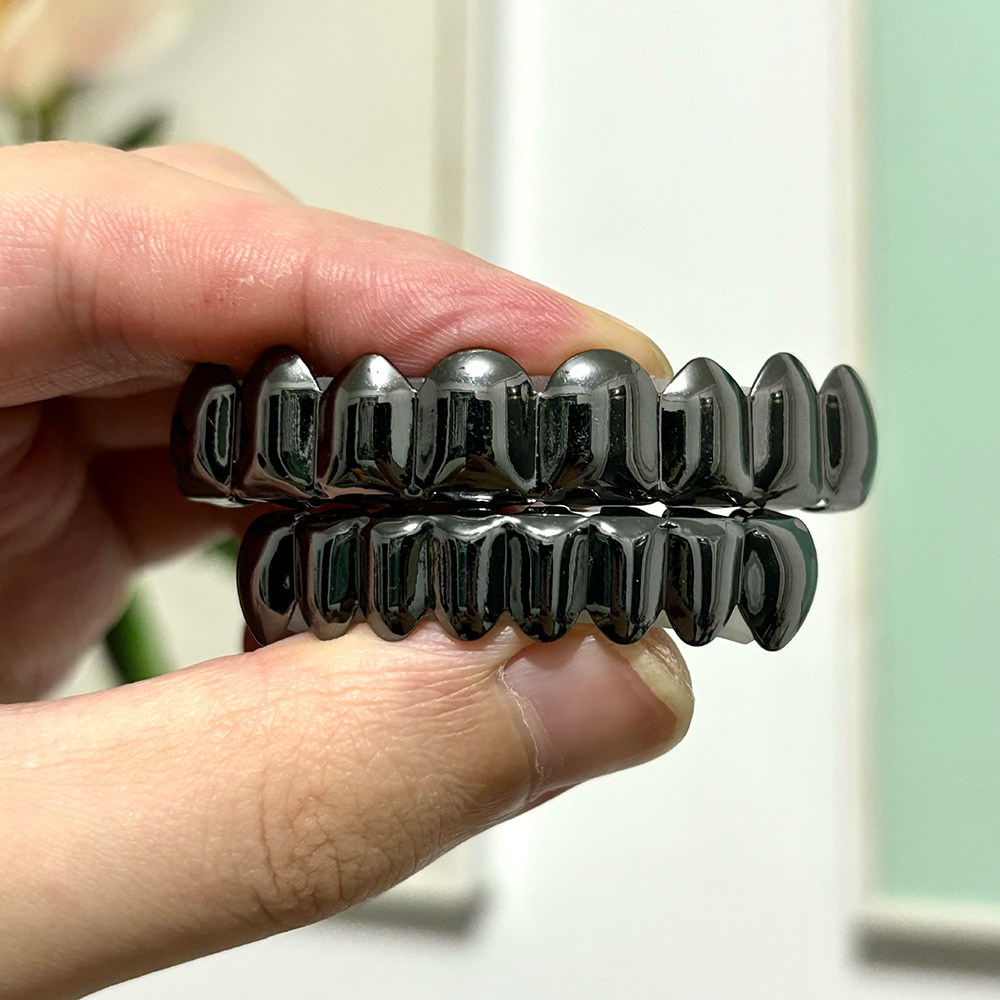 YOUNGX ชุดฟันปลอมสีดำเงาแบบเต็ - Body Jewelry Men บทวิจารณ์และราคา
