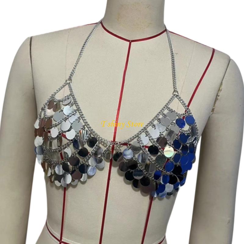 N58F Festive Sequins Vest Top  - Body Jewelry Vest บทวิจารณ์และราคา