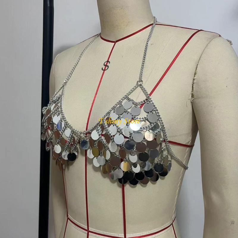 N58F Festive Sequins Vest Top  - Body Jewelry Vest บทวิจารณ์และราคา