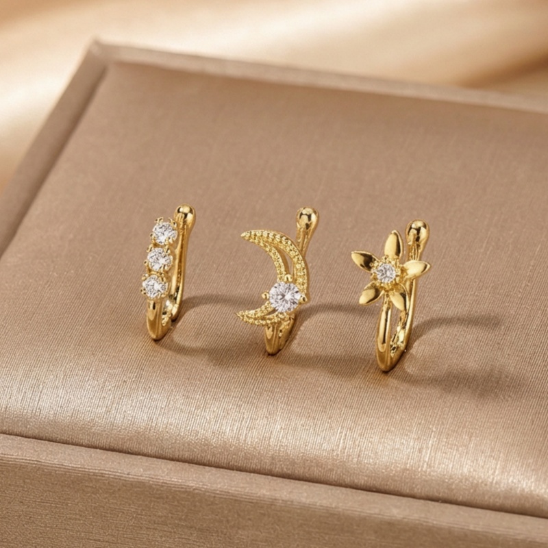 ชุดคลิปหนีบจมูกสไตล์เรโทร 3 ชิ - Body Jewelry Materials บทวิจารณ์และราคา